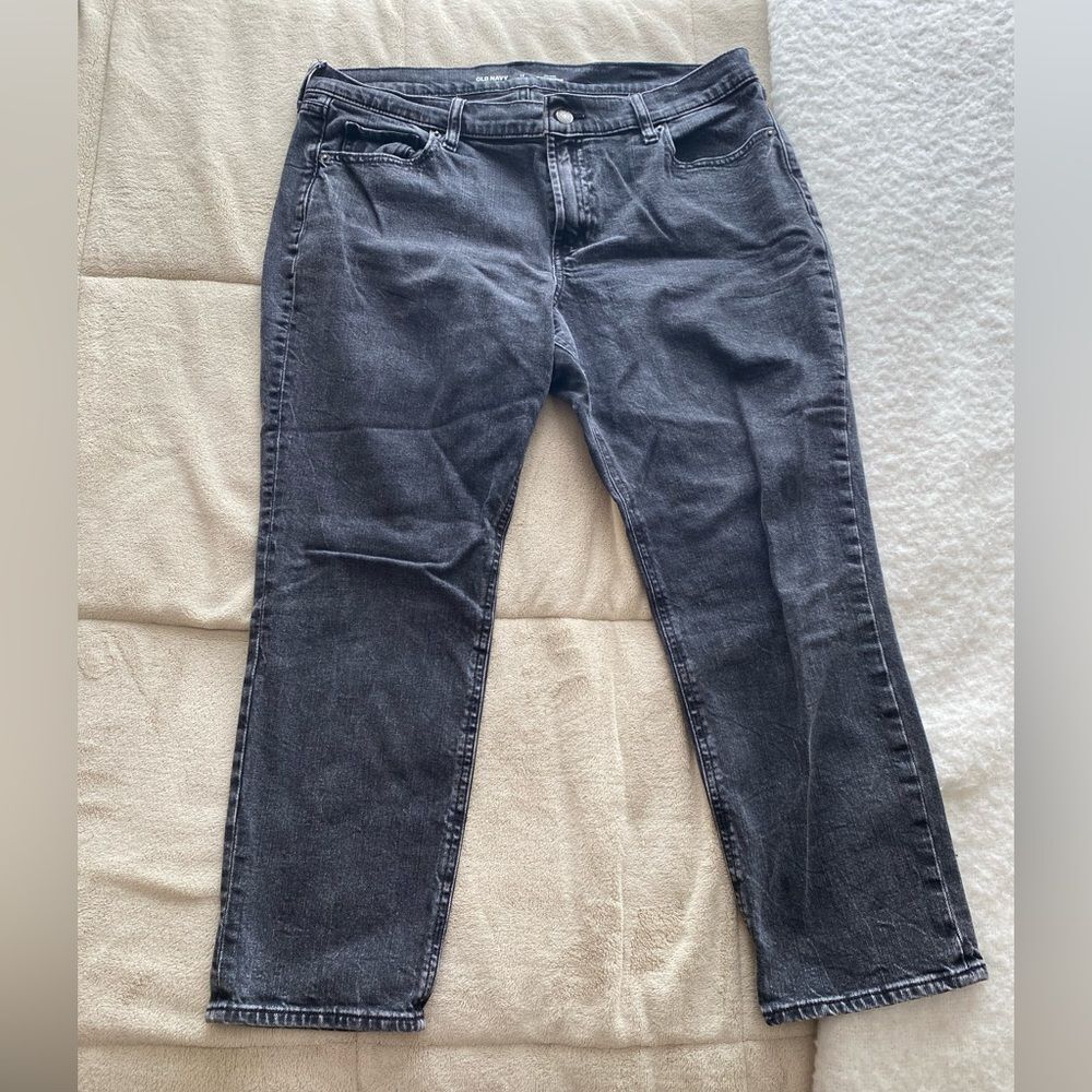 Old Navy Black Denim Mid-Size Boyfriend Jeans Size 12
